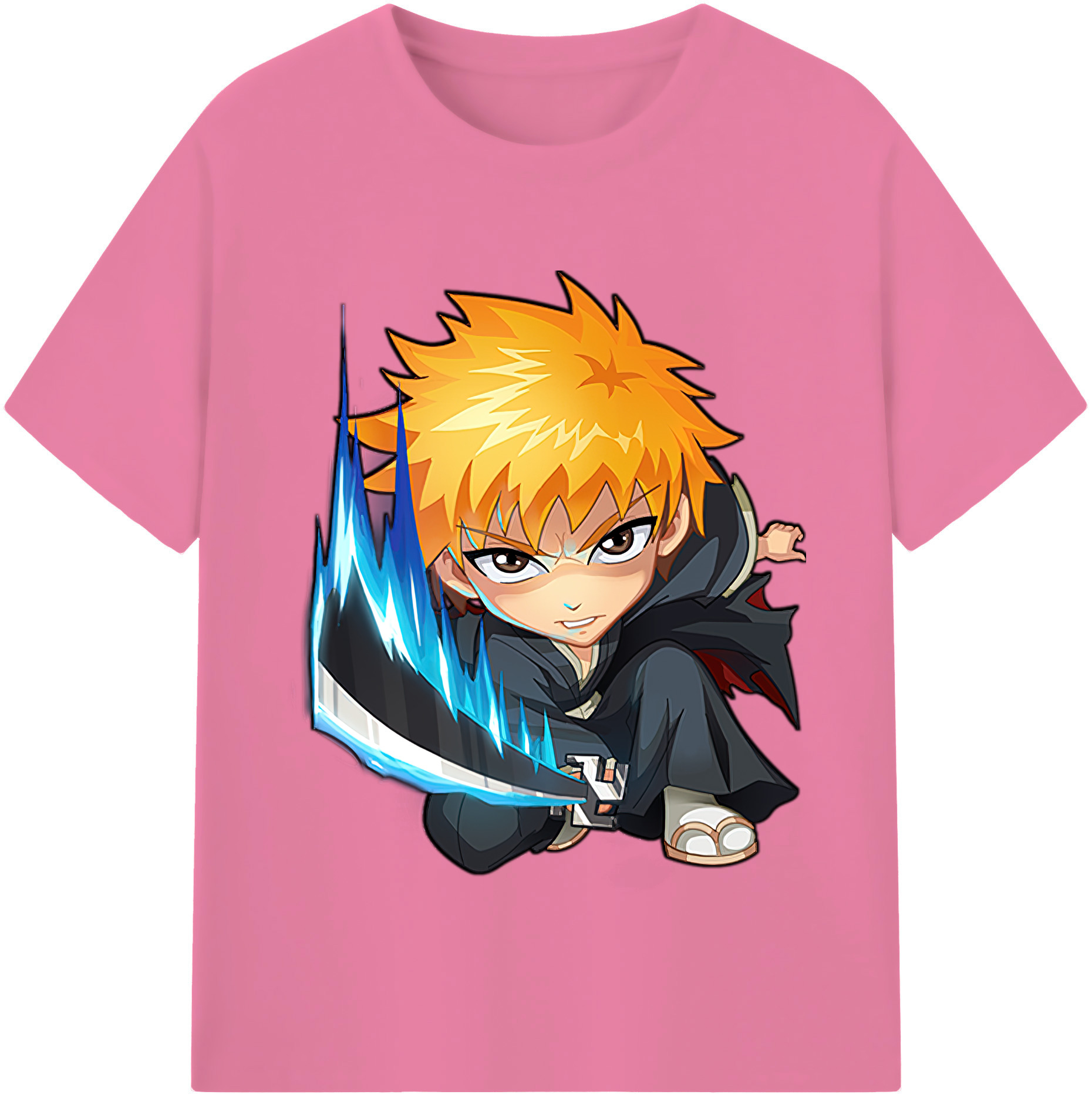 （画像用） ブリーチ 黒崎一護（くろさき いちご）BLEACH Kurosaki Ichigo 綿100％半袖Tシャツ（フロントプリント）